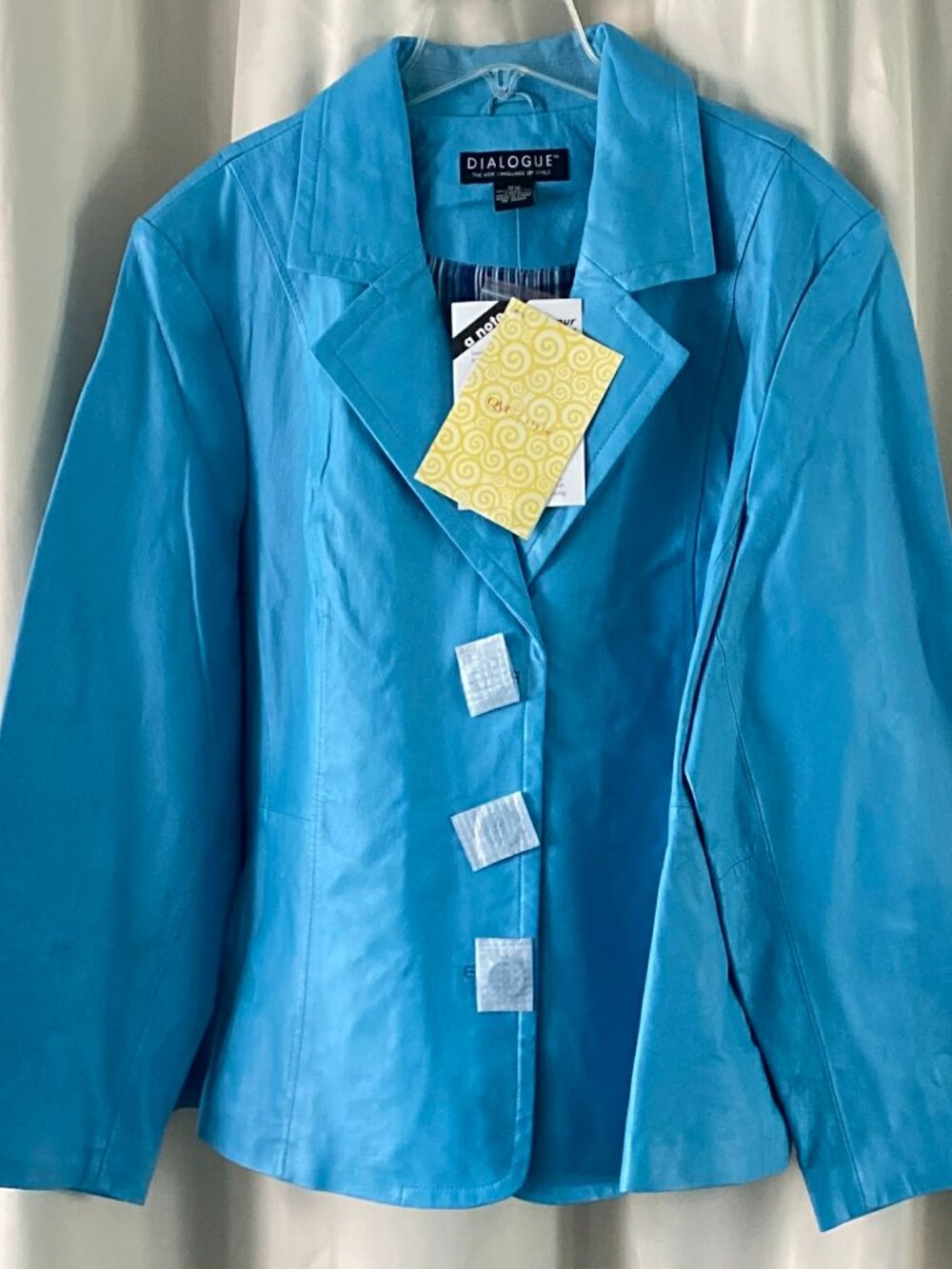 Dialogue 2X Leather Blazer Jacket Blue NWT Biker Concert Classic